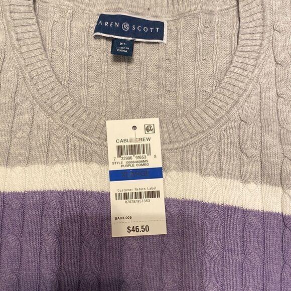 NWT Karen Scott Woman’s Striped Pullover Sweater - Picture 2 of 4